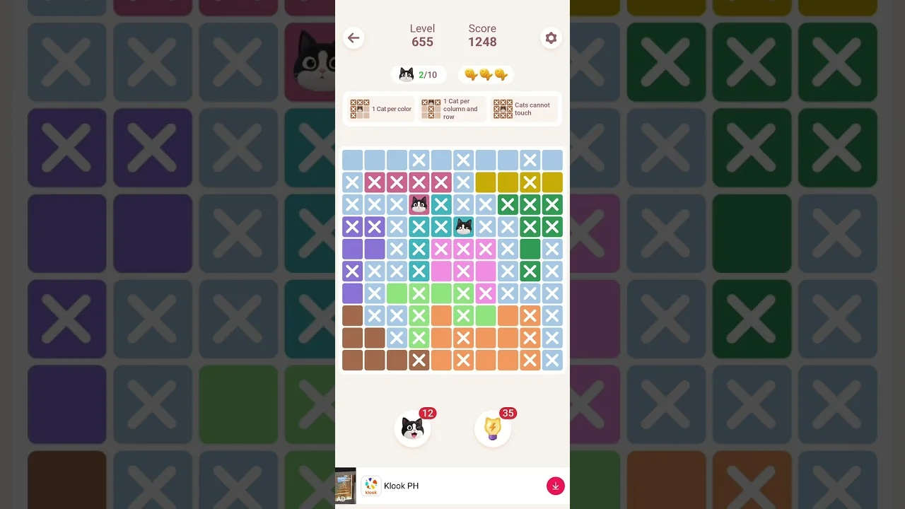 Meowdoku Level 655 board layout