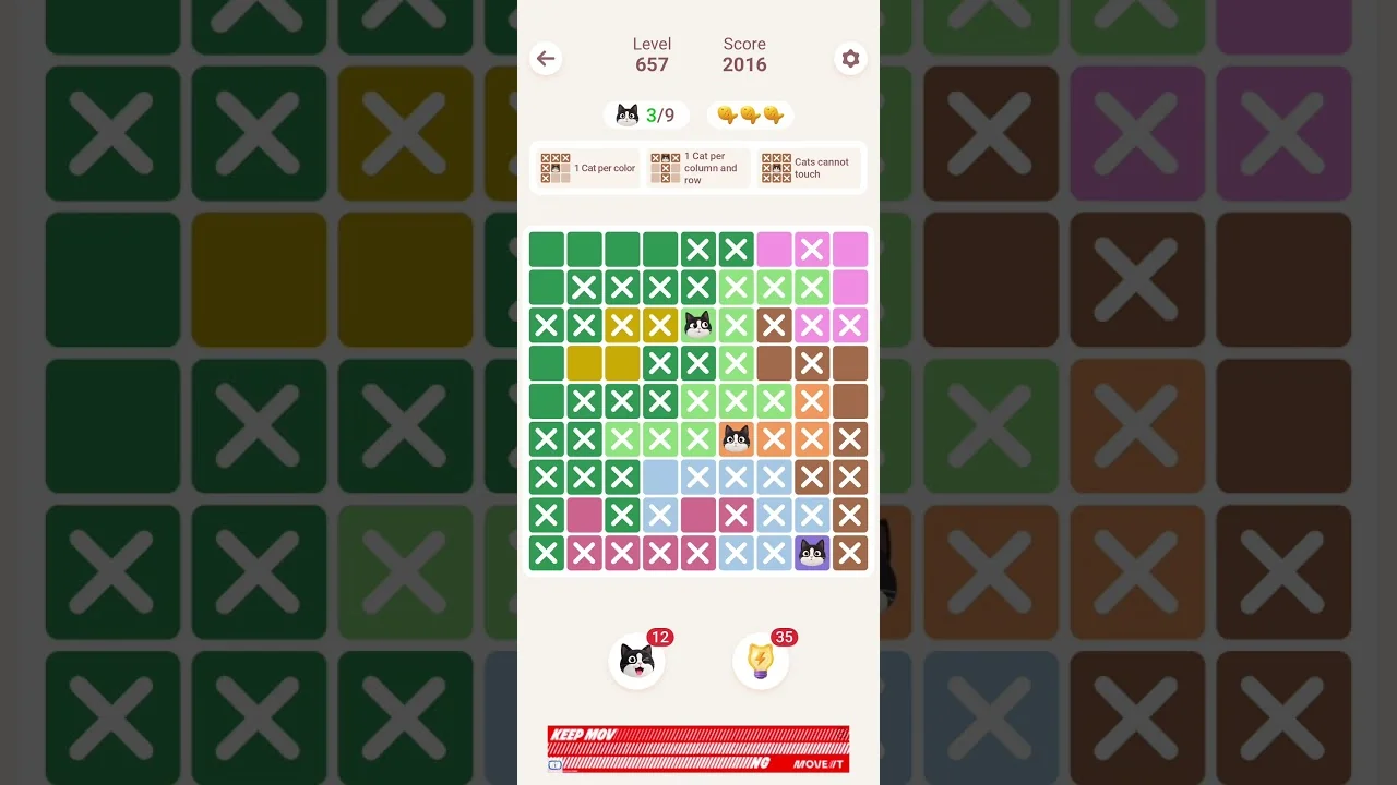 Meowdoku Level 657 board layout