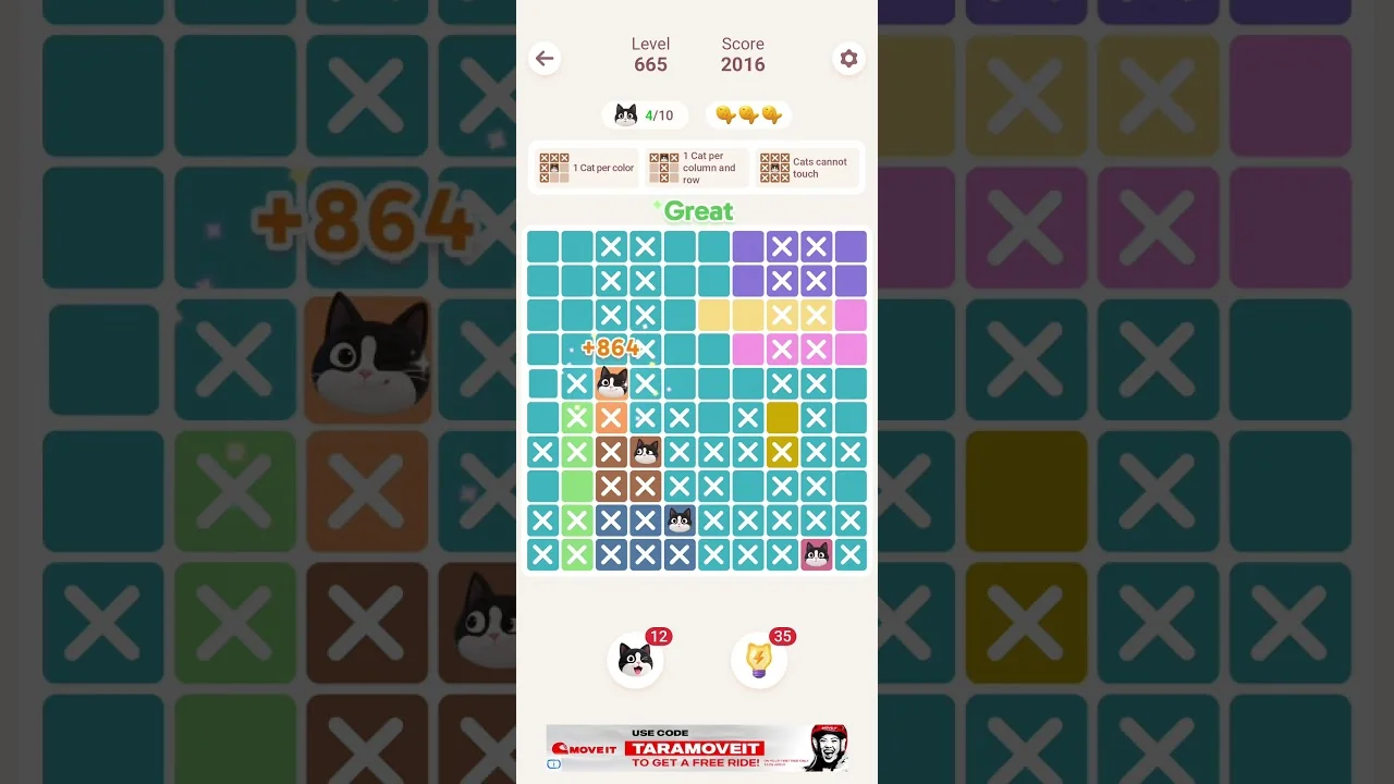 Meowdoku Level 665 board layout
