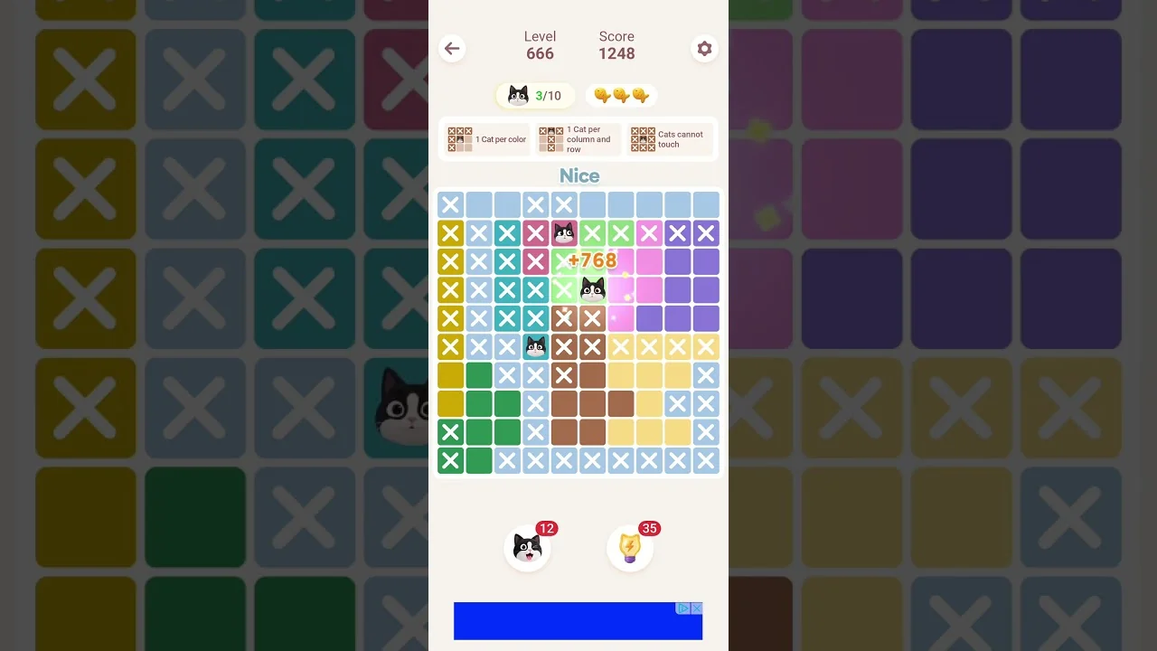 Meowdoku Level 666 board layout