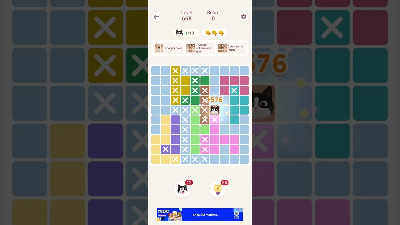 Meowdoku Level 668 board layout
