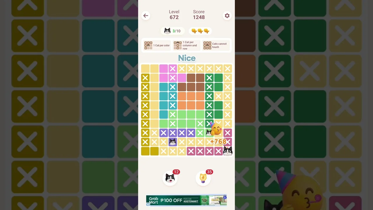 Meowdoku Level 672 board layout