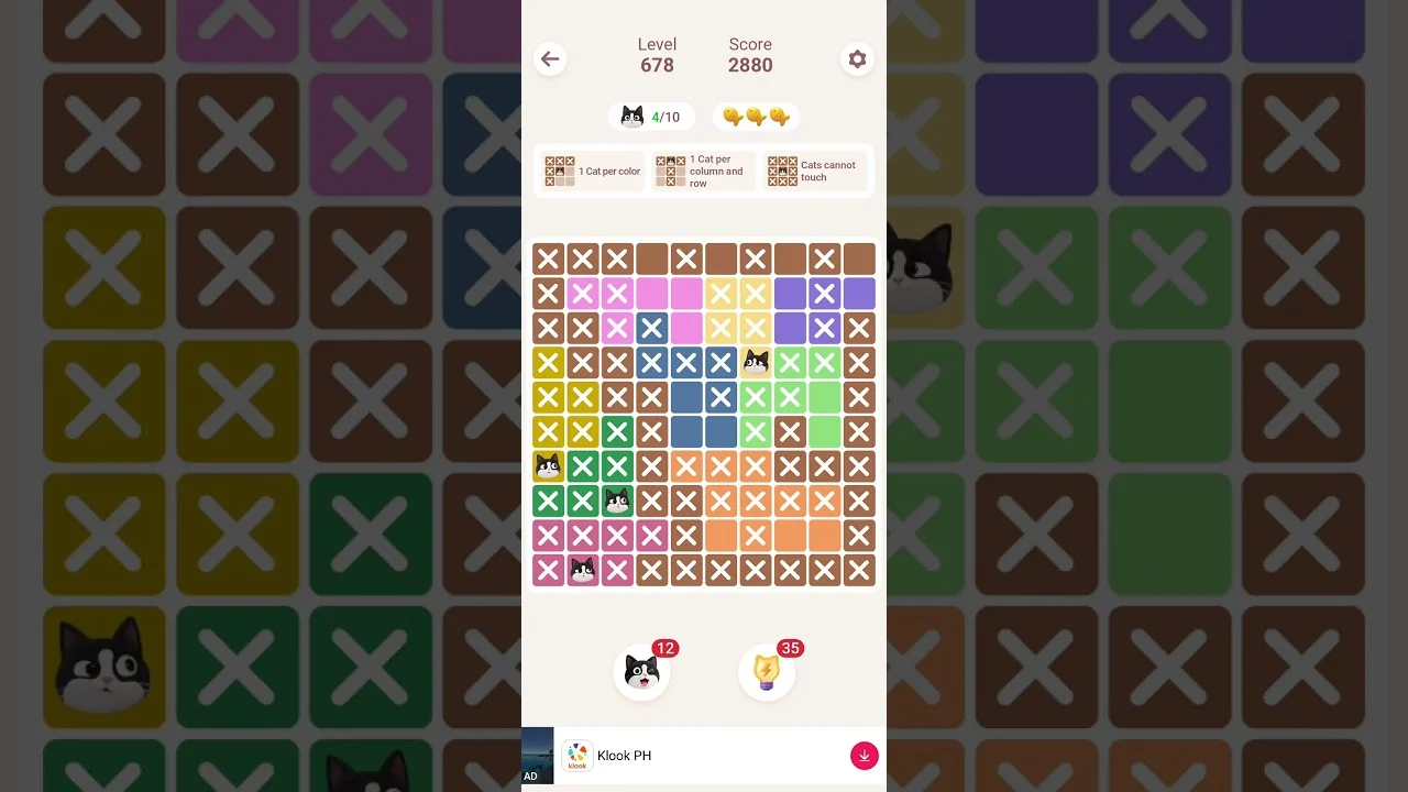 Meowdoku Level 678 board layout