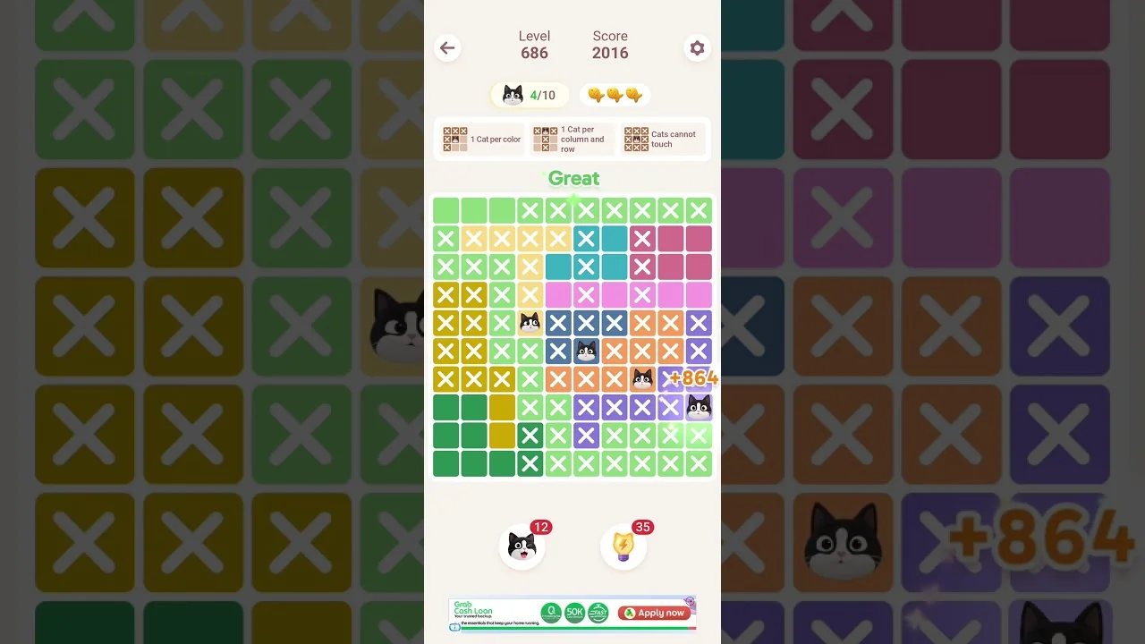 Meowdoku Level 686 board layout