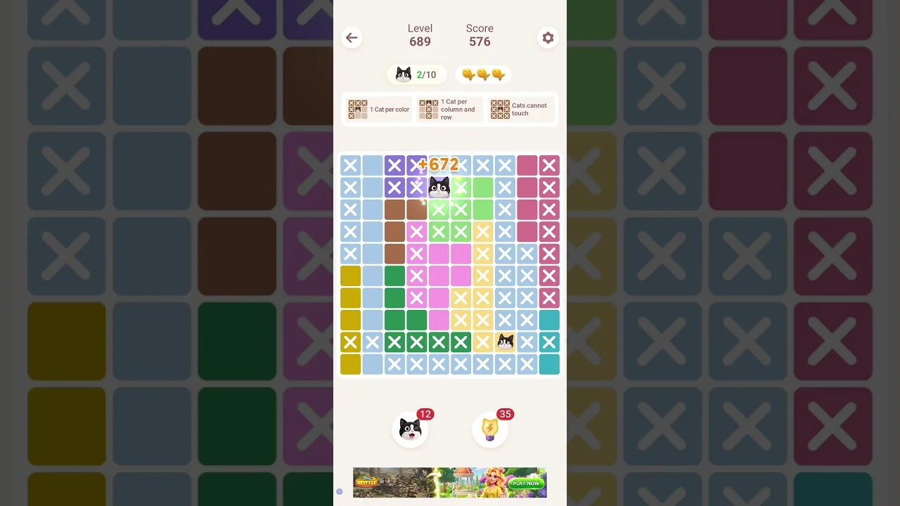 Meowdoku Level 689 board layout