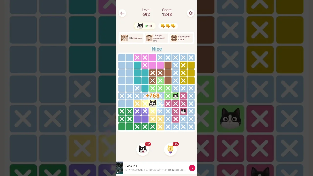 Meowdoku Level 692 board layout