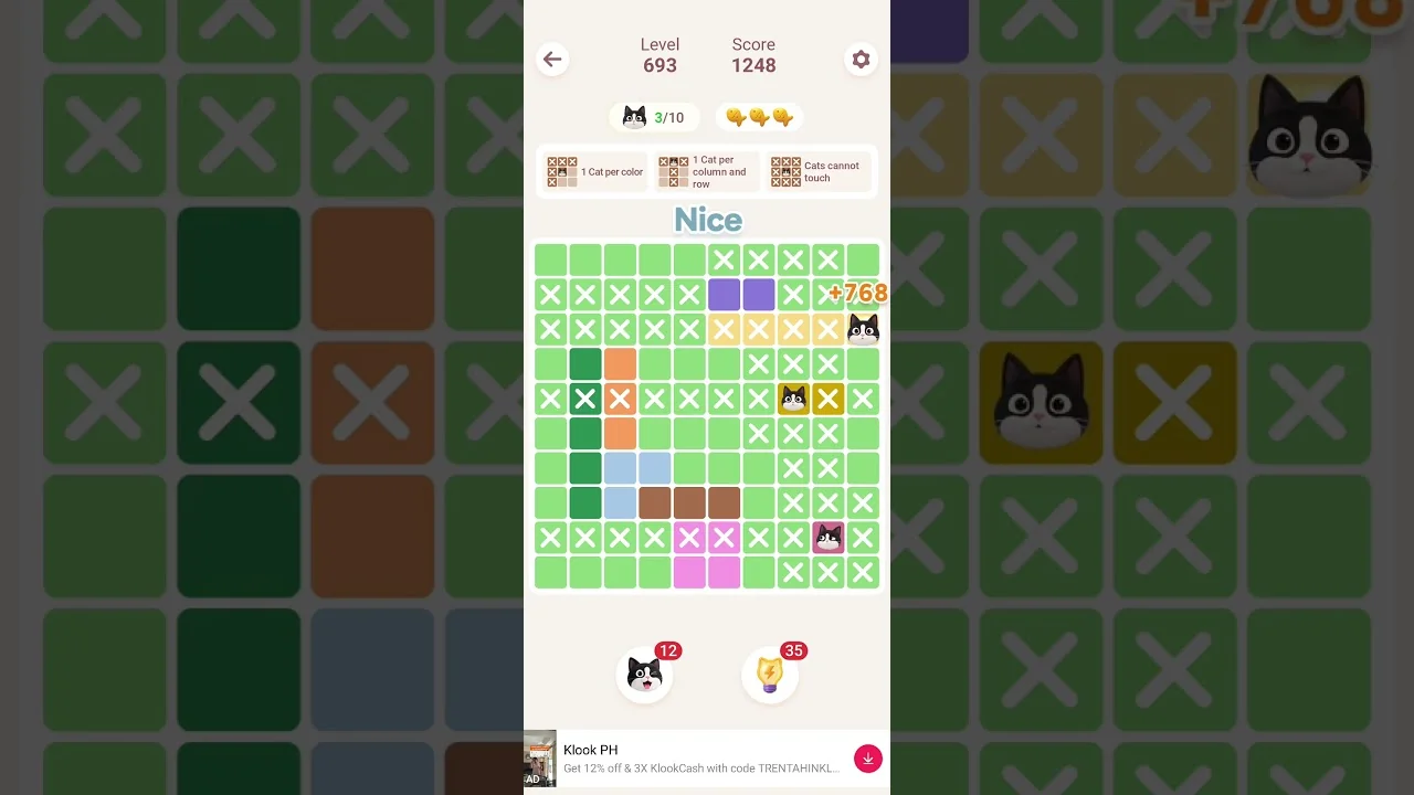 Meowdoku Level 693 board layout