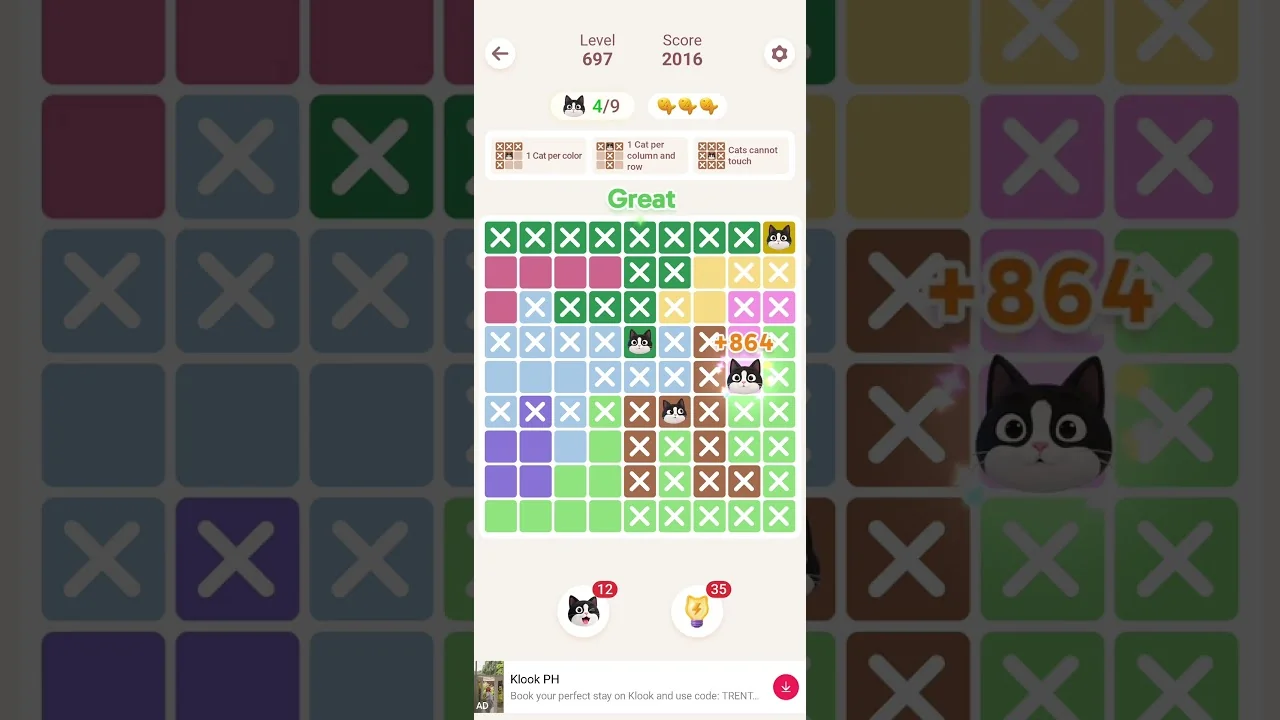 Meowdoku Level 697 board layout