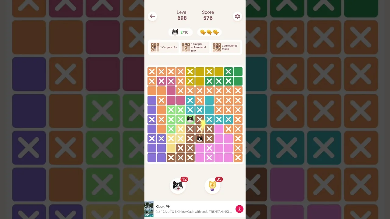 Meowdoku Level 698 board layout