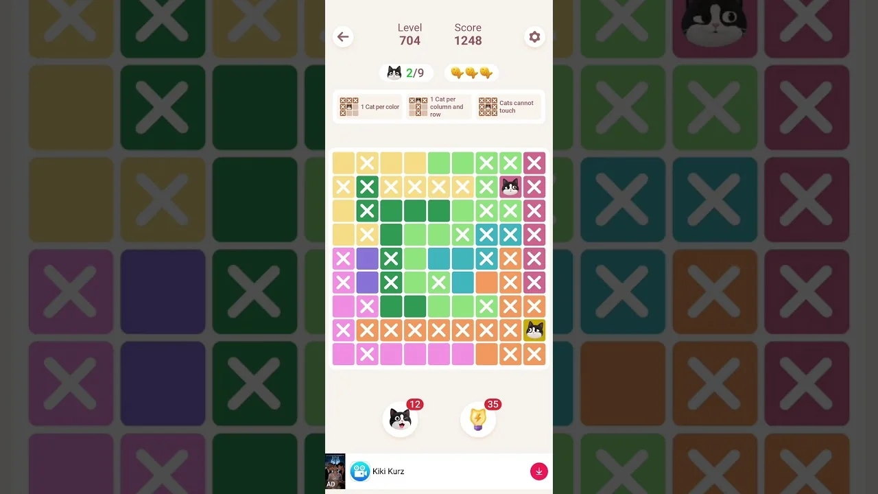 Meowdoku Level 704 board layout