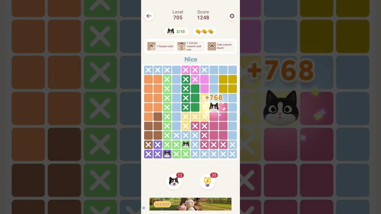 Meowdoku Level 705 board layout
