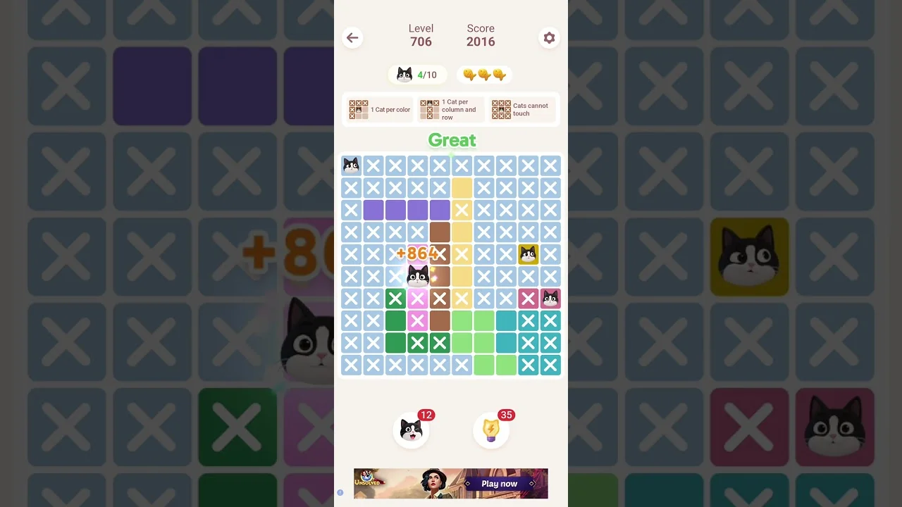 Meowdoku Level 706 board layout