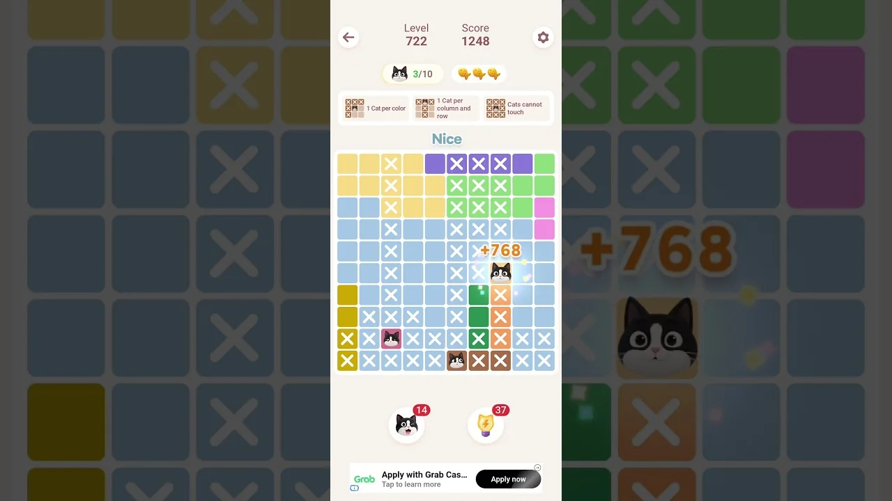 Meowdoku Level 722 board layout