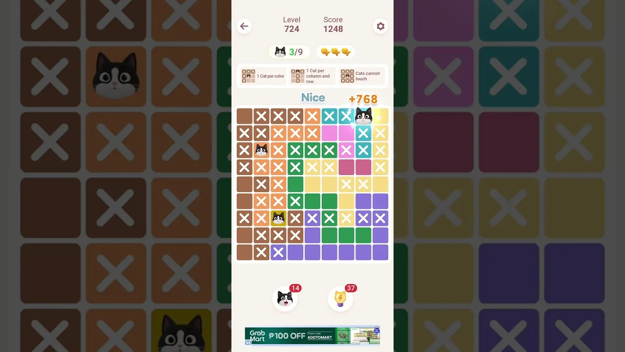Meowdoku Level 724 board layout