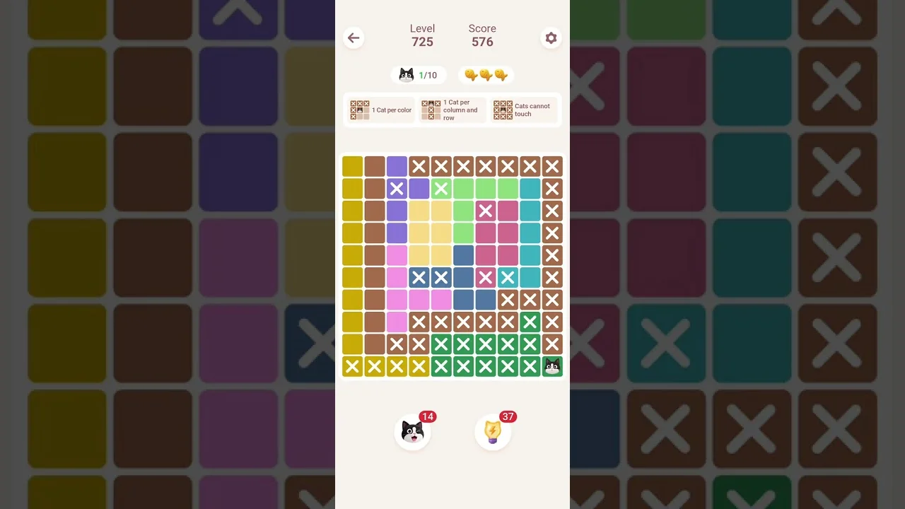 Meowdoku Level 725 board layout