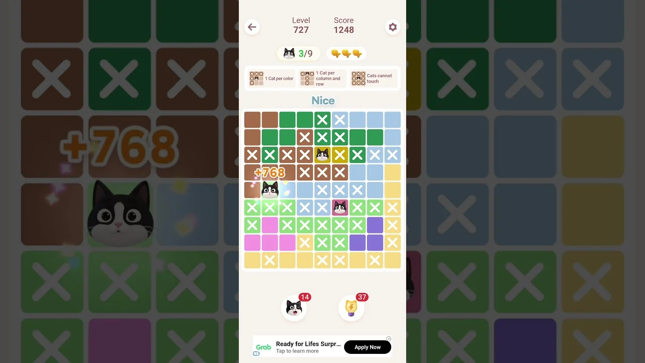 Meowdoku Level 727 board layout
