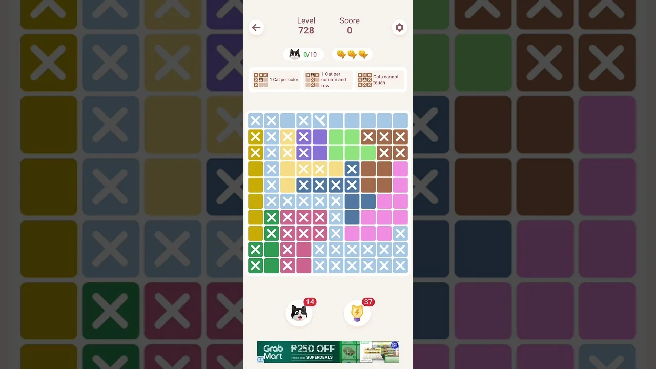 Meowdoku Level 728 board layout