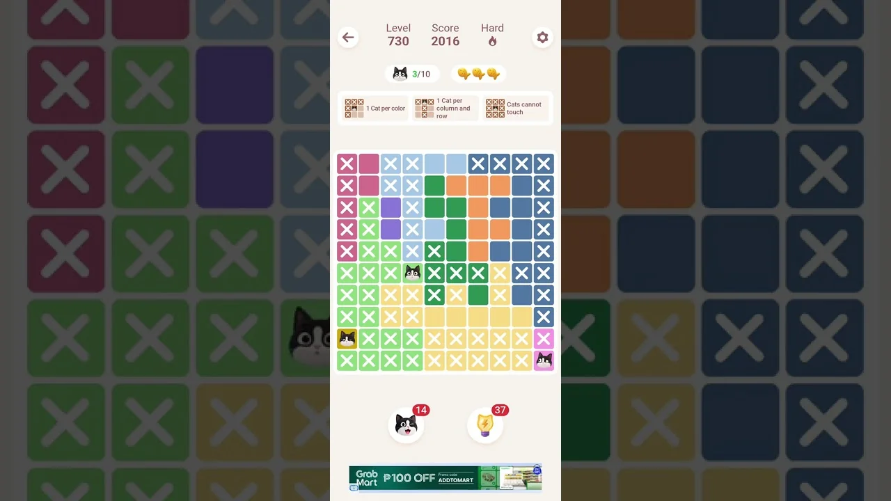Meowdoku Level 730 board layout