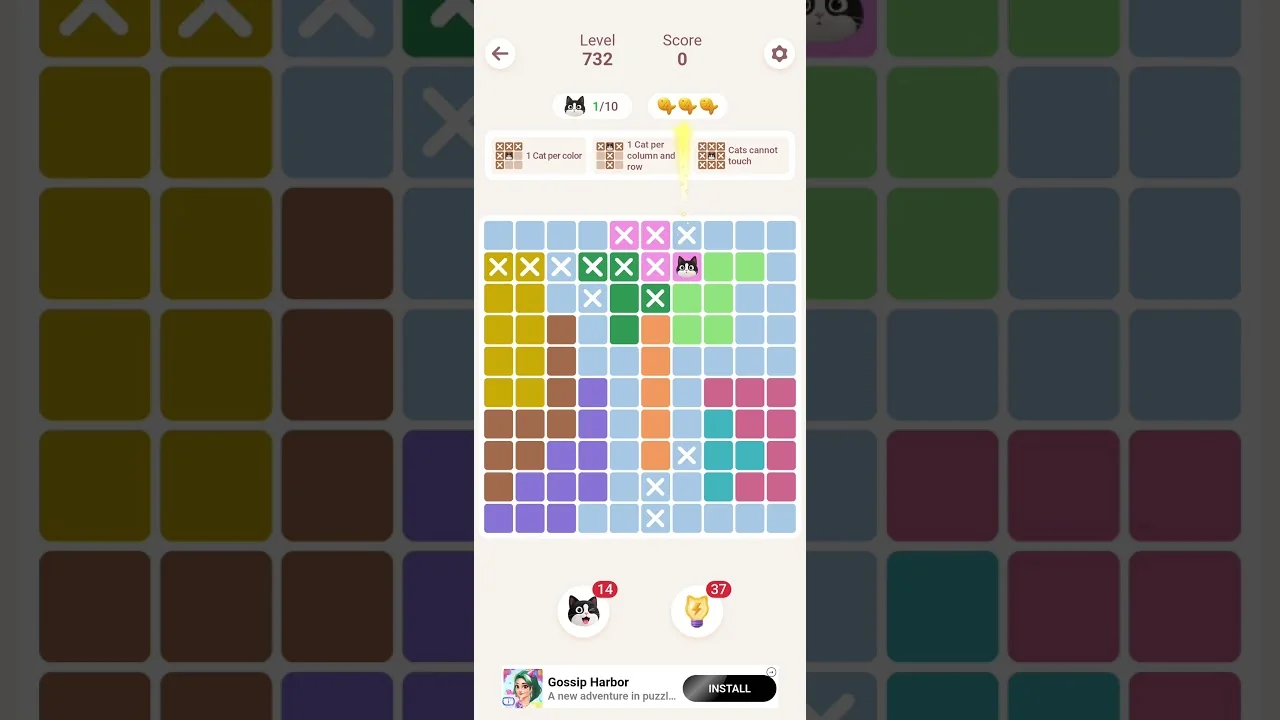Meowdoku Level 732 board layout