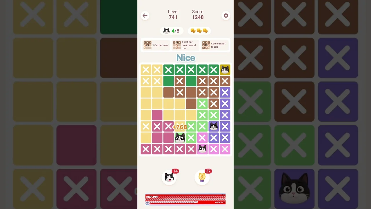 Meowdoku Level 741 board layout