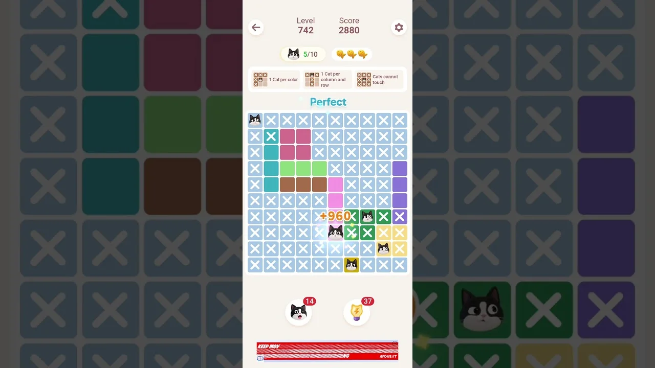 Meowdoku Level 742 board layout