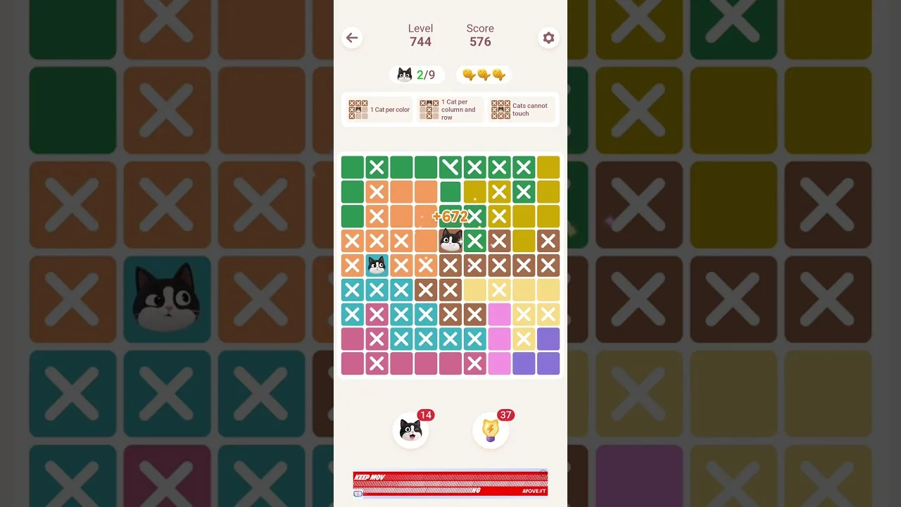 Meowdoku Level 744 board layout