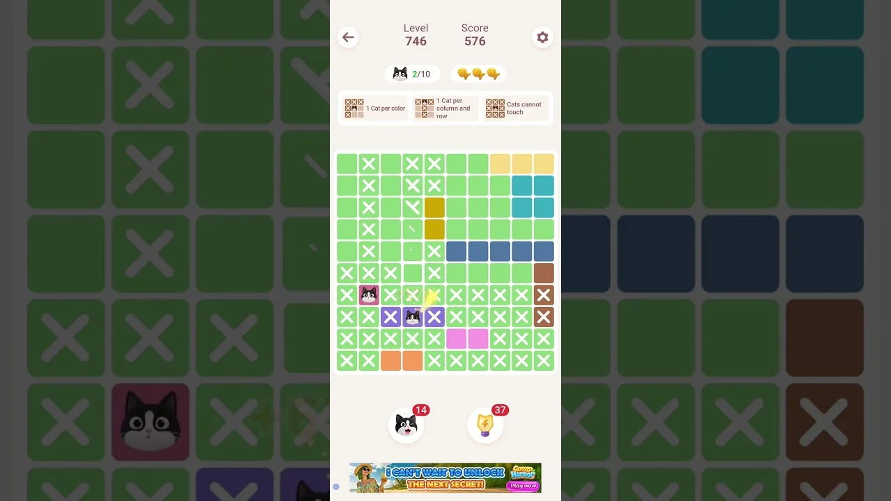 Meowdoku Level 746 board layout