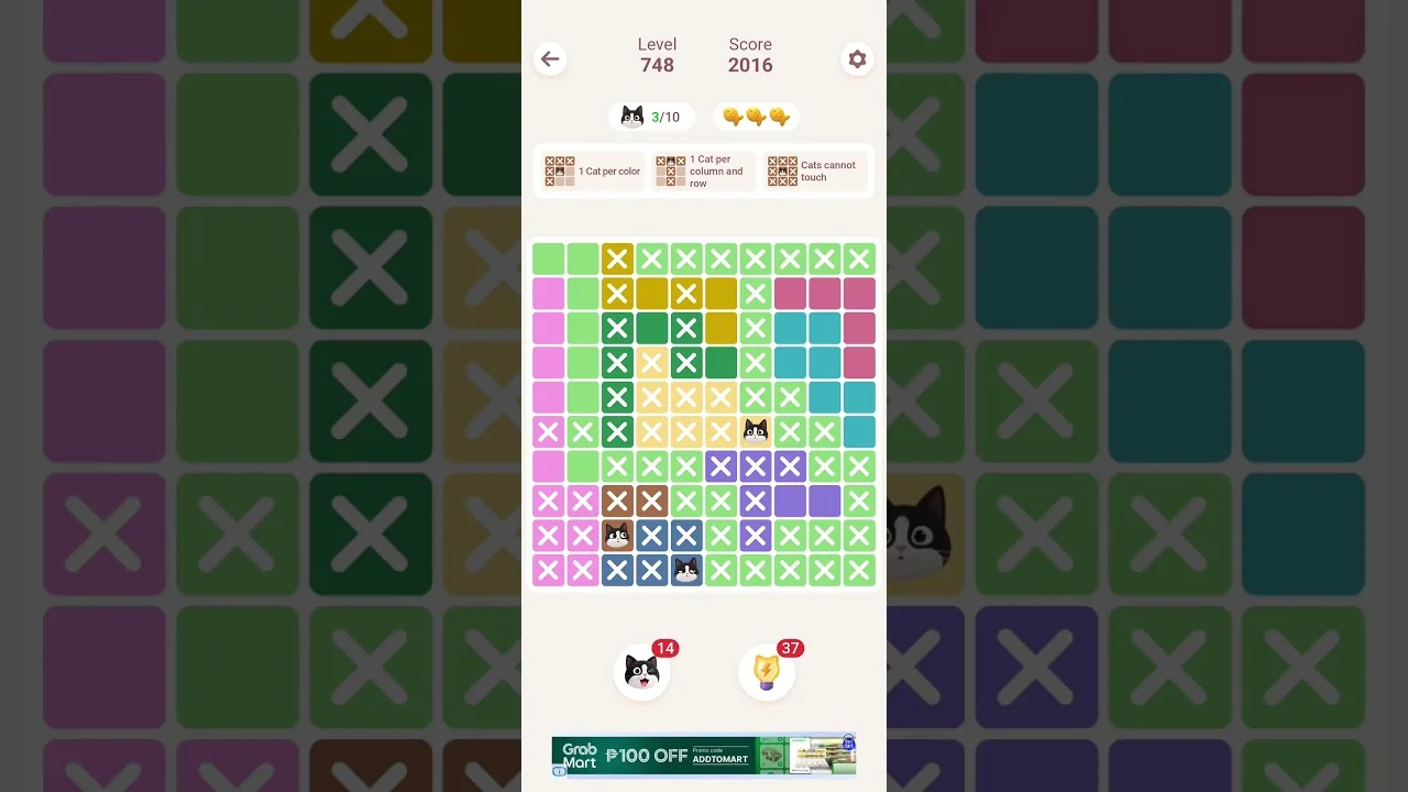 Meowdoku Level 748 board layout