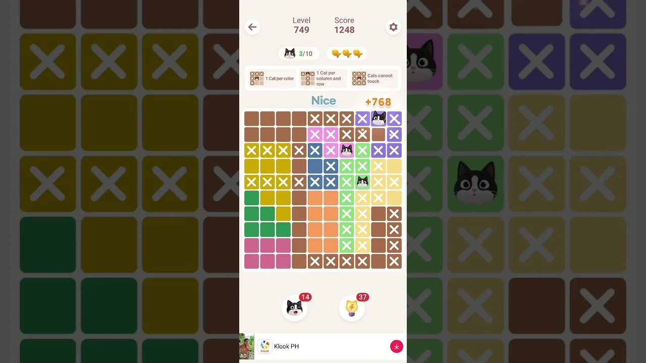 Meowdoku Level 749 board layout
