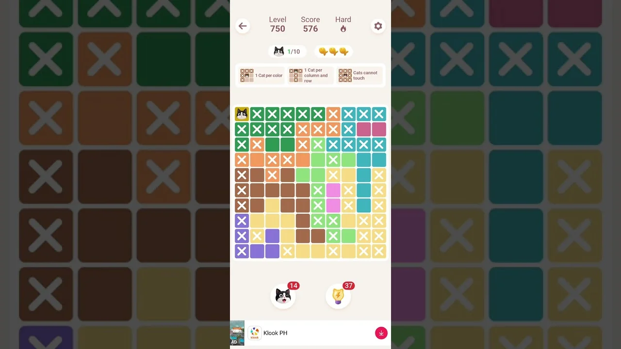 Meowdoku Level 750 board layout