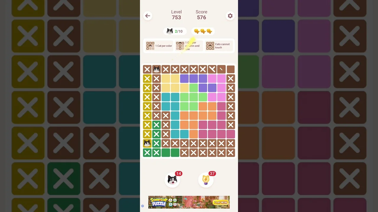 Meowdoku Level 753 board layout
