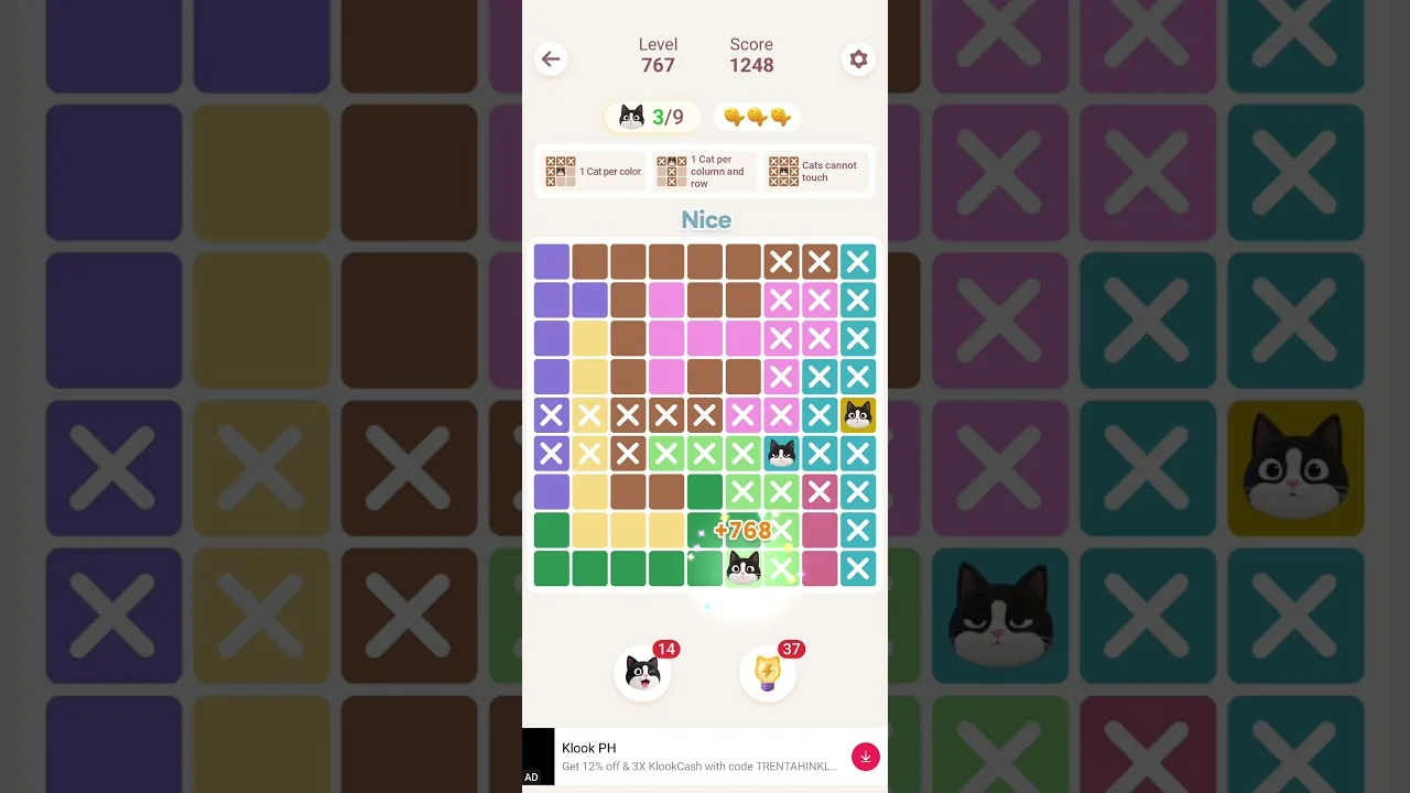 Meowdoku Level 767 board layout