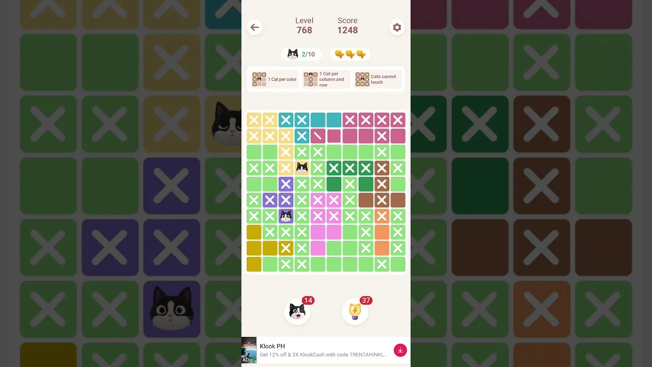 Meowdoku Level 768 board layout
