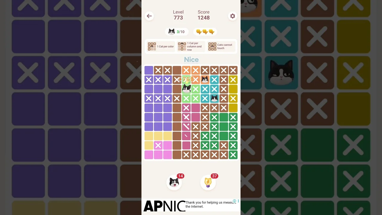 Meowdoku Level 773 board layout