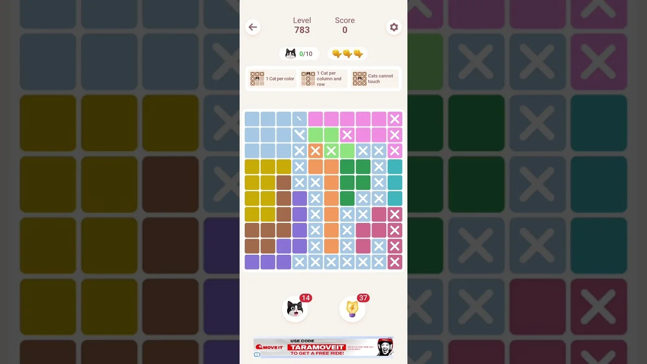 Meowdoku Level 783 board layout