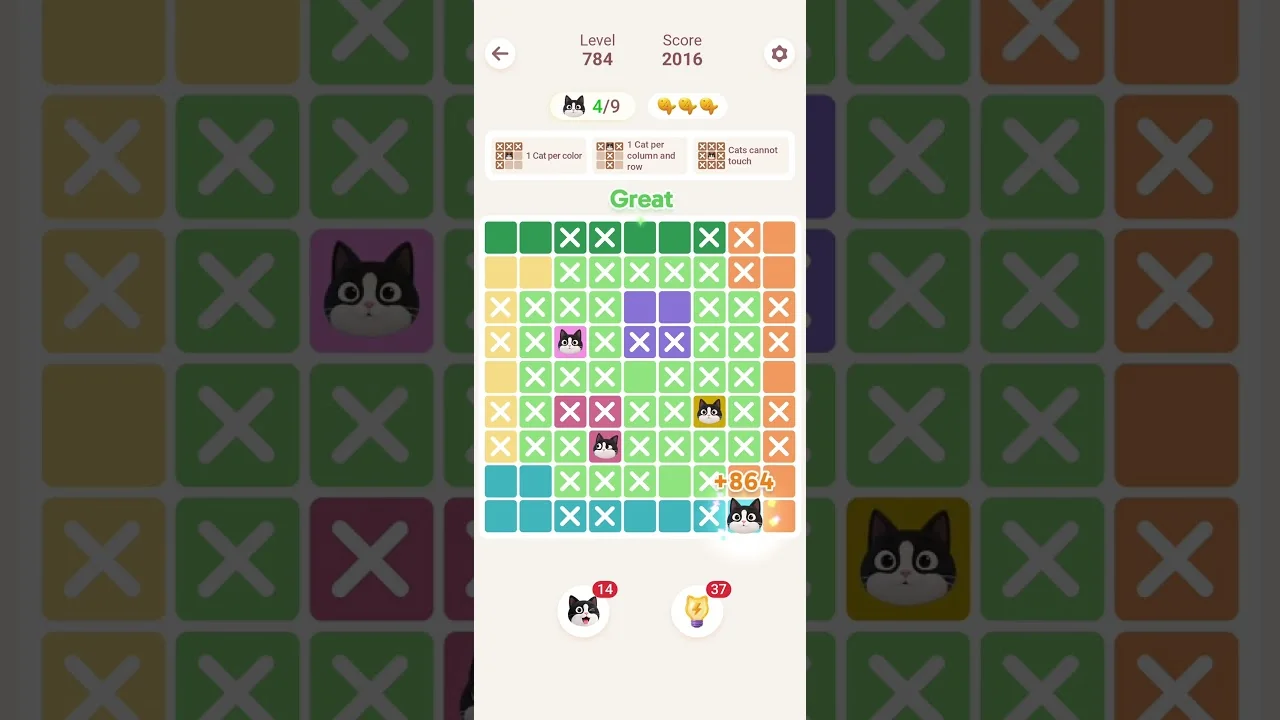 Meowdoku Level 784 board layout