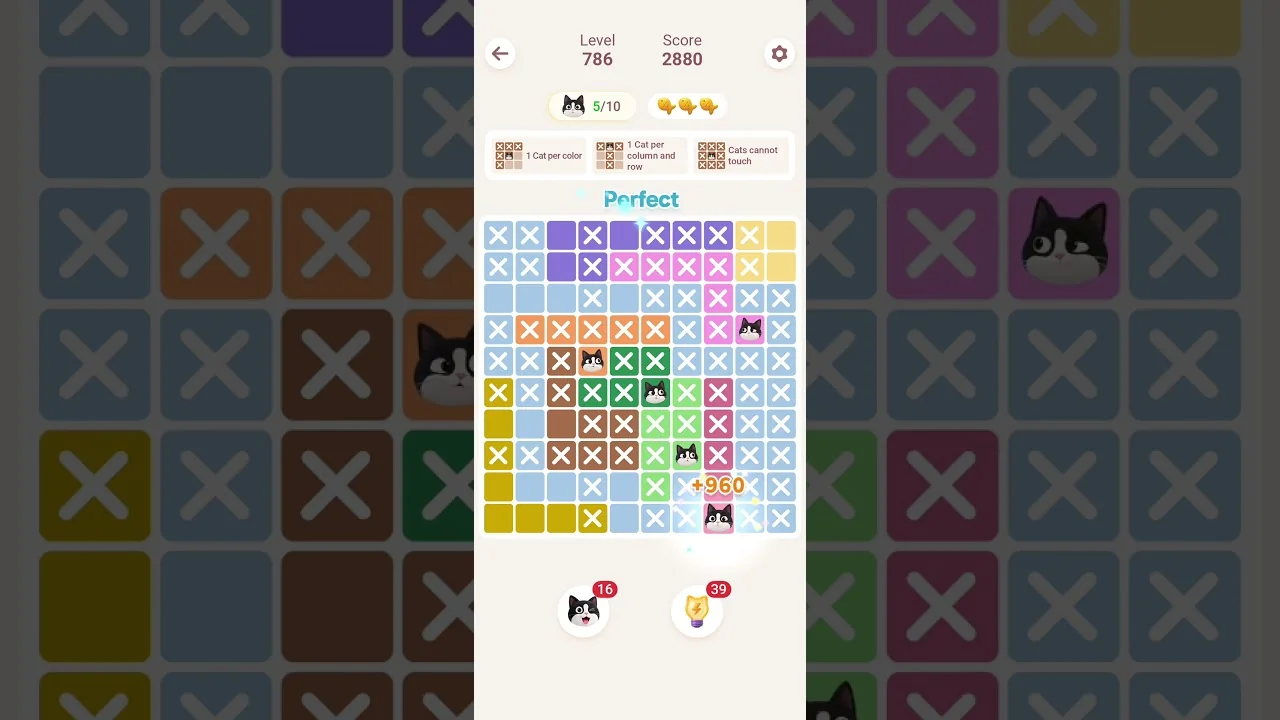 Meowdoku Level 786 board layout