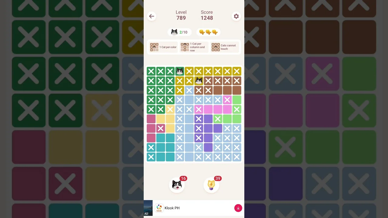Meowdoku Level 789 board layout