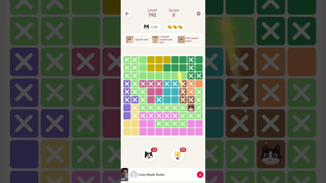 Meowdoku Level 792 board layout