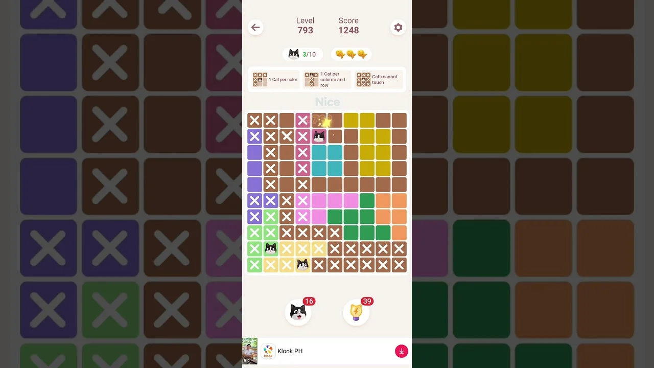 Meowdoku Level 793 board layout