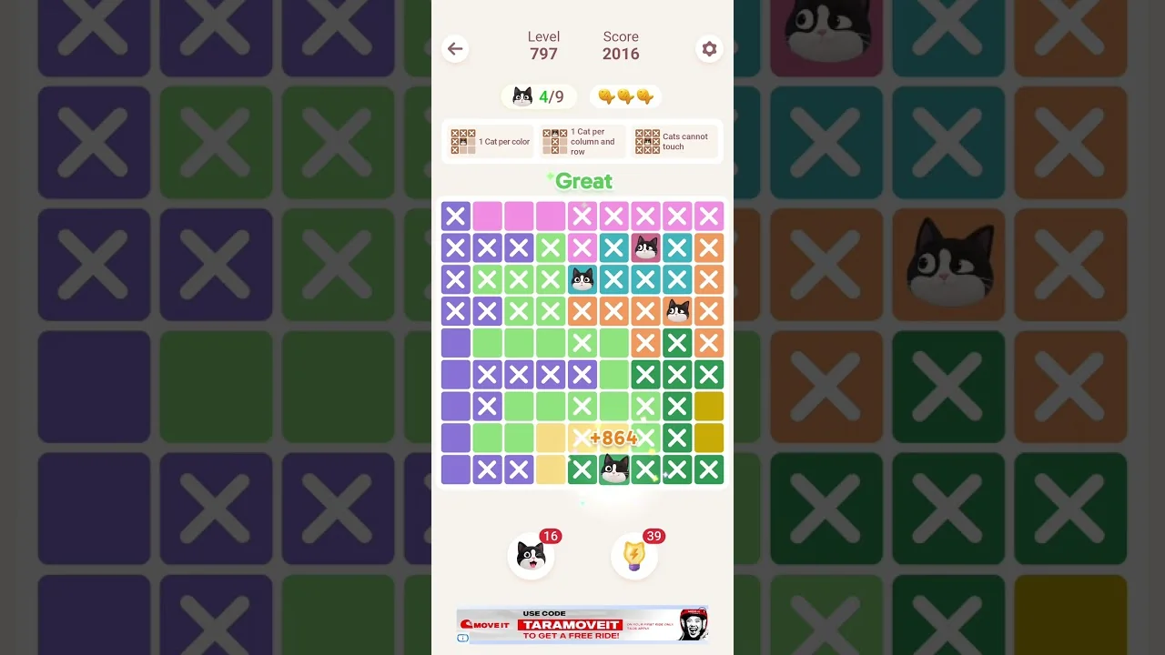 Meowdoku Level 797 board layout