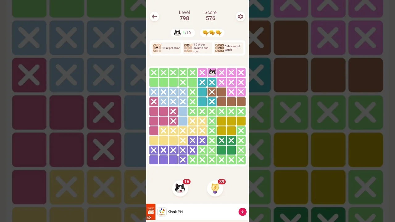Meowdoku Level 798 board layout