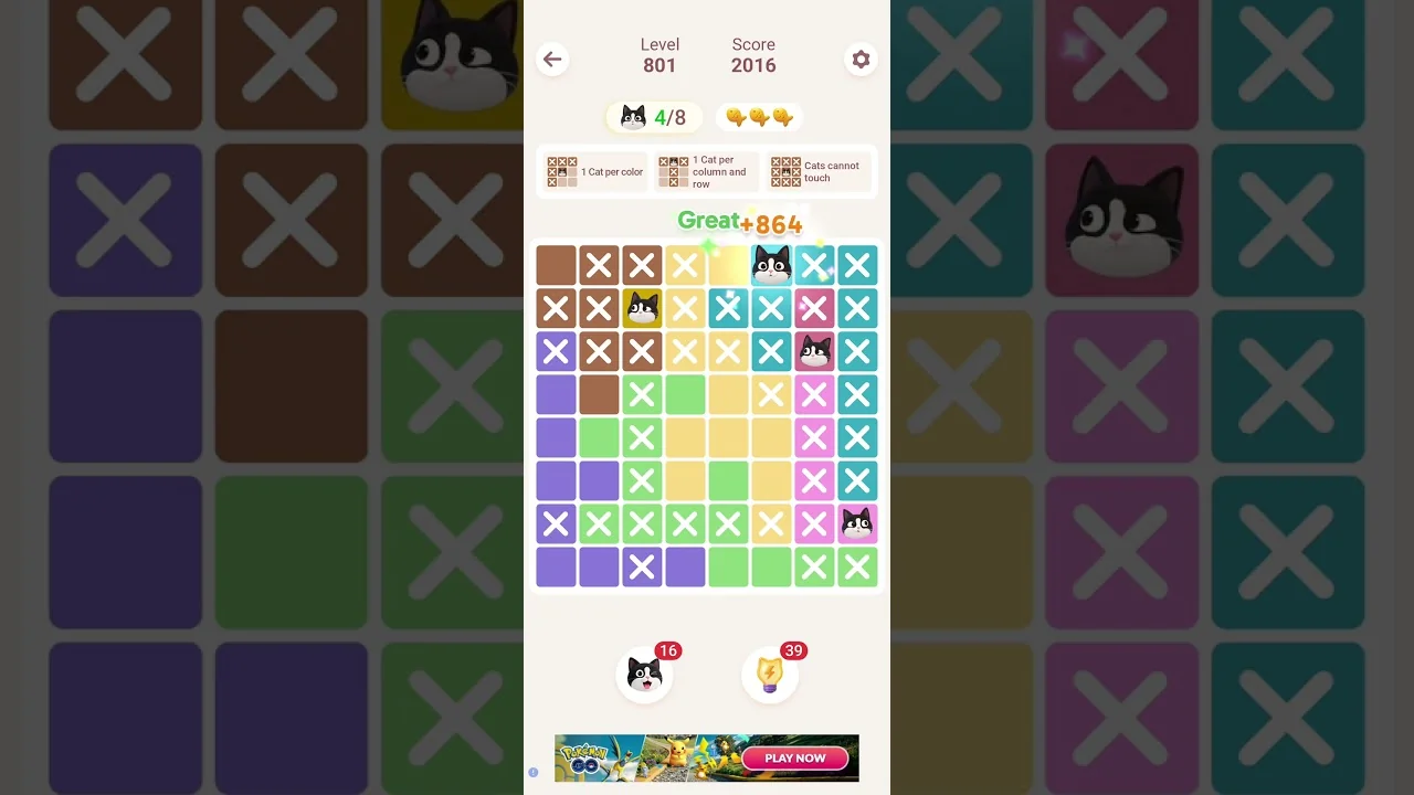 Meowdoku Level 801 board layout