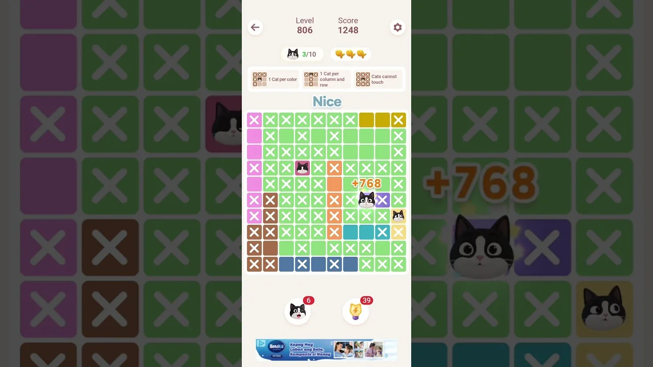 Meowdoku Level 806 board layout