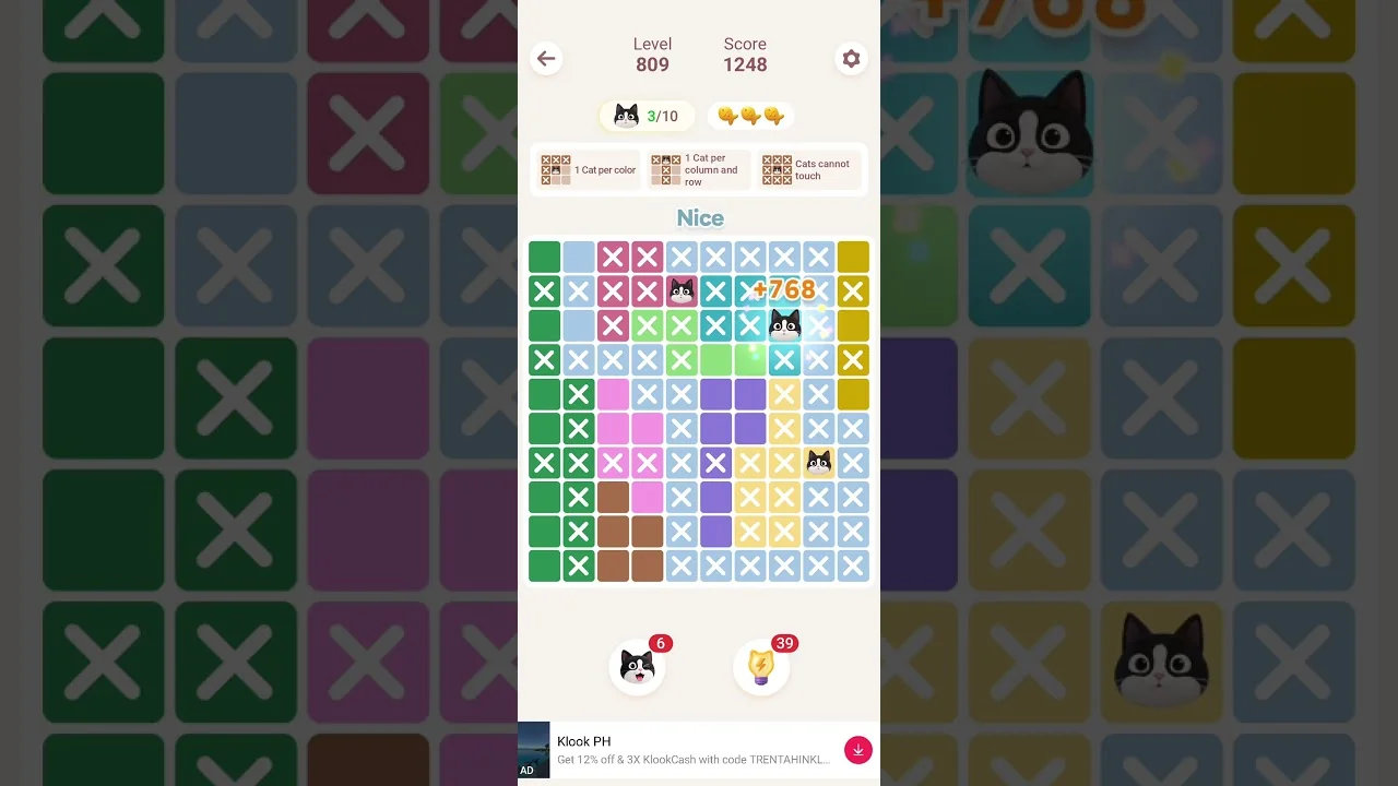 Meowdoku Level 809 board layout