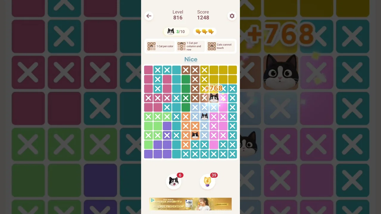 Meowdoku Level 816 board layout