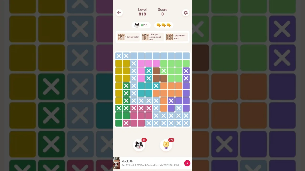 Meowdoku Level 818 board layout
