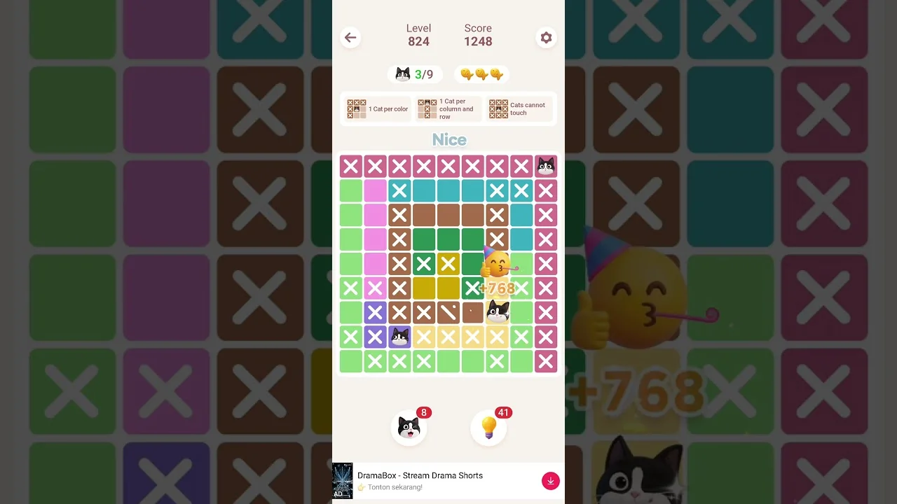 Meowdoku Level 824 board layout