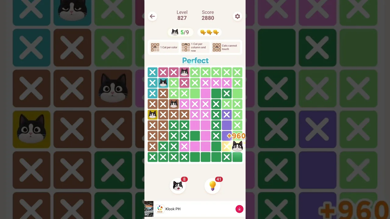 Meowdoku Level 827 board layout