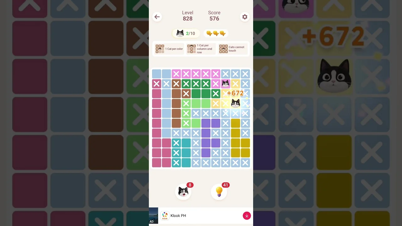 Meowdoku Level 828 board layout